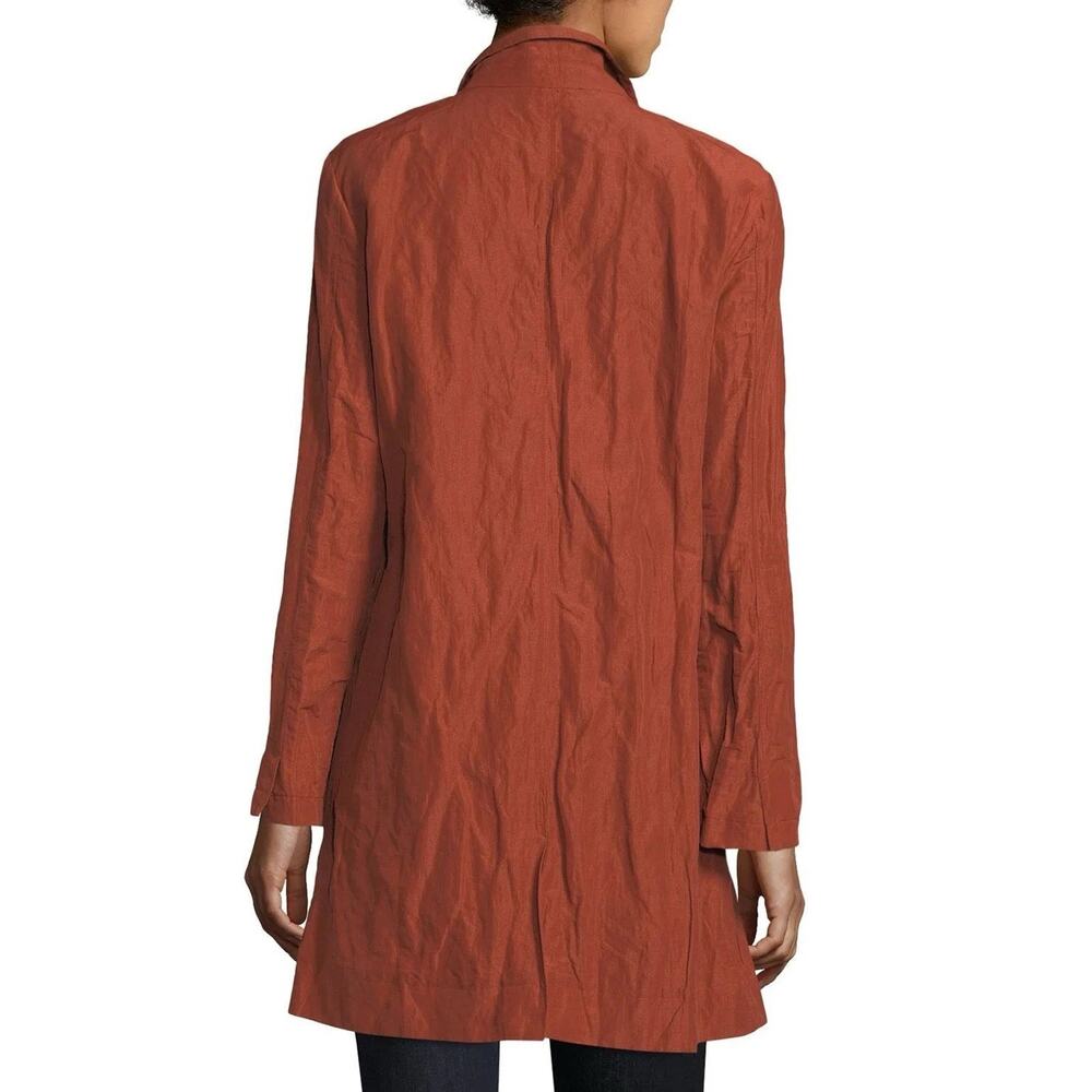 Eileen Fisher Sz Large Paprika Rumpled Organic Cotton Steel Notch Collar Jacket - Picture 2 of 15